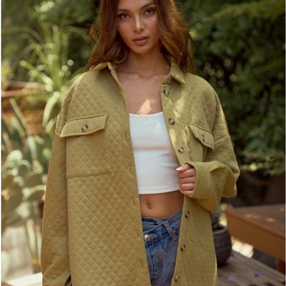 Lalavon Kiwi colored Quilted Jacket - Picture 1 of 2
